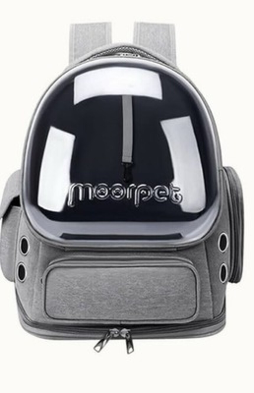 Moorpet Gray Pet Carrier Bag Backpack with Ventilation Holes & Transparent Front